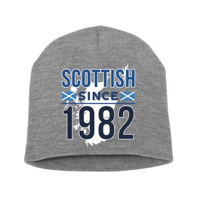 Scottish Since 1982 Scotland Flag Birthday Gift Short Acrylic Beanie