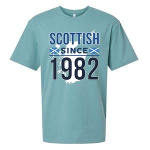 Scottish Since 1982 Scotland Flag Birthday Gift Sueded Cloud Jersey T-Shirt