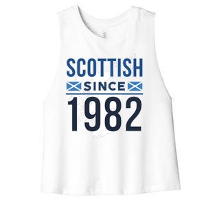 Scottish Since 1982 Scotland Flag Birthday Gift Women's Racerback Cropped Tank