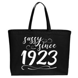 Sassy Since 1923 Birthday 100th Birthday Cotton Canvas Jumbo Tote