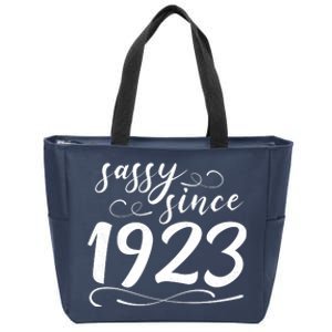 Sassy Since 1923 Birthday 100th Birthday Zip Tote Bag