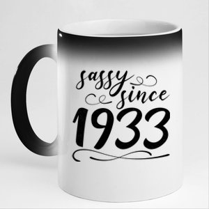 Sassy Since 1933 Birthday 90th Birthday 11oz Black Color Changing Mug