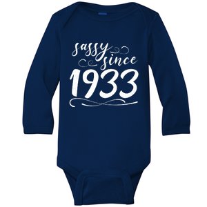 Sassy Since 1933 Birthday 90th Birthday Baby Long Sleeve Bodysuit