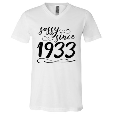 Sassy Since 1933 Birthday 90th Birthday V-Neck T-Shirt