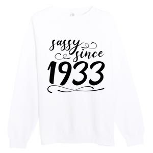 Sassy Since 1933 Birthday 90th Birthday Premium Crewneck Sweatshirt