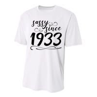 Sassy Since 1933 Birthday 90th Birthday Performance Sprint T-Shirt