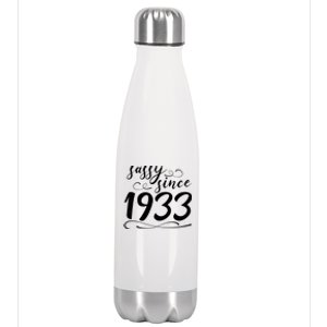 Sassy Since 1933 Birthday 90th Birthday Stainless Steel Insulated Water Bottle