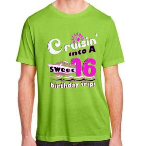 Sweet Sixteen 16th Cruising Into A Birthday Trip Fuchsia Adult ChromaSoft Performance T-Shirt