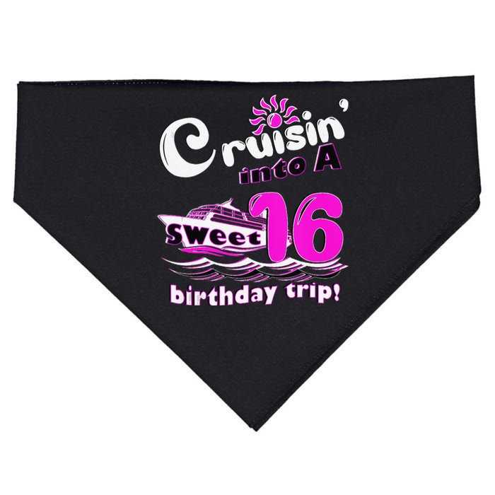 Sweet Sixteen 16th Cruising Into A Birthday Trip Fuchsia USA-Made Doggie Bandana