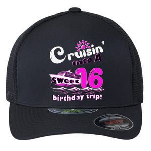 Sweet Sixteen 16th Cruising Into A Birthday Trip Fuchsia Flexfit Unipanel Trucker Cap