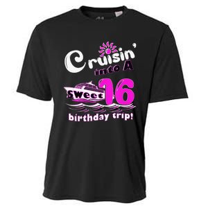 Sweet Sixteen 16th Cruising Into A Birthday Trip Fuchsia Cooling Performance Crew T-Shirt