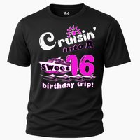 Sweet Sixteen 16th Cruising Into A Birthday Trip Fuchsia Cooling Performance Crew T-Shirt