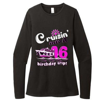 Sweet Sixteen 16th Cruising Into A Birthday Trip Fuchsia Womens CVC Long Sleeve Shirt