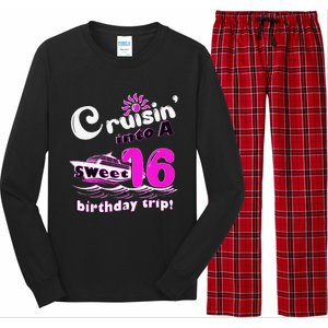 Sweet Sixteen 16th Cruising Into A Birthday Trip Fuchsia Long Sleeve Pajama Set