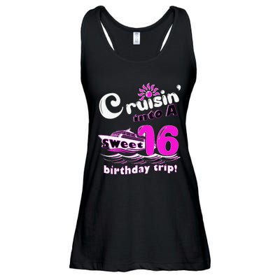 Sweet Sixteen 16th Cruising Into A Birthday Trip Fuchsia Ladies Essential Flowy Tank