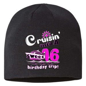 Sweet Sixteen 16th Cruising Into A Birthday Trip Fuchsia Sustainable Beanie