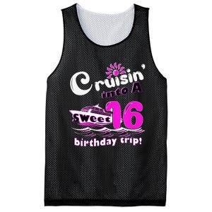 Sweet Sixteen 16th Cruising Into A Birthday Trip Fuchsia Mesh Reversible Basketball Jersey Tank