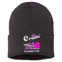 Sweet Sixteen 16th Cruising Into A Birthday Trip Fuchsia Sustainable Knit Beanie