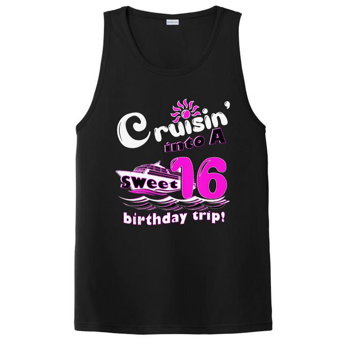 Sweet Sixteen 16th Cruising Into A Birthday Trip Fuchsia PosiCharge Competitor Tank