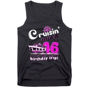 Sweet Sixteen 16th Cruising Into A Birthday Trip Fuchsia Tank Top