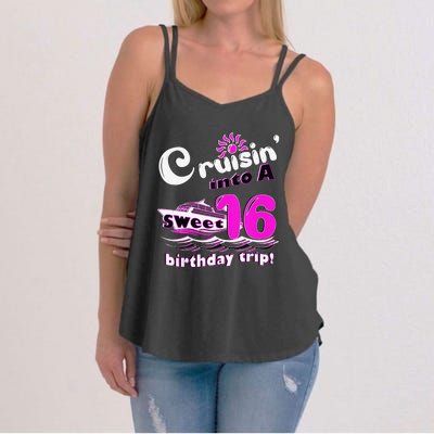 Sweet Sixteen 16th Cruising Into A Birthday Trip Fuchsia Women's Strappy Tank