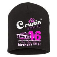 Sweet Sixteen 16th Cruising Into A Birthday Trip Fuchsia Short Acrylic Beanie