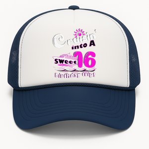 Sweet Sixteen 16th Cruising Into A Birthday Trip Fuchsia Trucker Hat