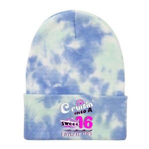 Sweet Sixteen 16th Cruising Into A Birthday Trip Fuchsia Tie Dye 12in Knit Beanie