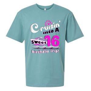 Sweet Sixteen 16th Cruising Into A Birthday Trip Fuchsia Sueded Cloud Jersey T-Shirt