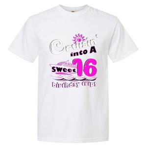 Sweet Sixteen 16th Cruising Into A Birthday Trip Fuchsia Garment-Dyed Heavyweight T-Shirt