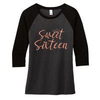 Sweet Sixn 16th Birthday Girl 16 Years Old For Girl Women's Tri-Blend 3/4-Sleeve Raglan Shirt