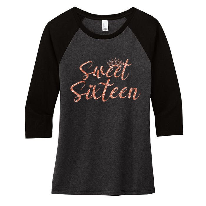 Sweet Sixn 16th Birthday Girl 16 Years Old For Girl Women's Tri-Blend 3/4-Sleeve Raglan Shirt