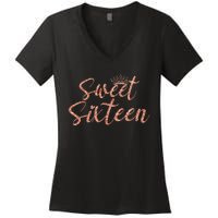 Sweet Sixn 16th Birthday Girl 16 Years Old For Girl Women's V-Neck T-Shirt