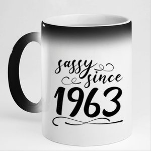 Sassy Since 1963 Birthday 60th Birthday 11oz Black Color Changing Mug