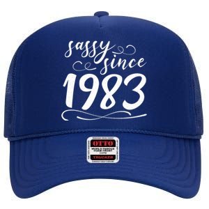 Sassy Since 1983 Birthday 40th Birthday High Crown Mesh Back Trucker Hat