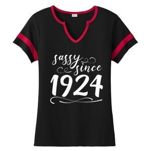 Sassy Since 1924 Birthday 100th Birthday Ladies Halftime Notch Neck Tee