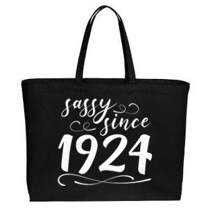 Sassy Since 1924 Birthday 100th Birthday Cotton Canvas Jumbo Tote