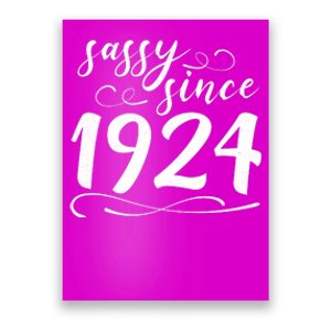 Sassy Since 1924 Birthday 100th Birthday Poster