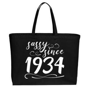 Sassy Since 1934 Birthday 90th Birthday Cotton Canvas Jumbo Tote