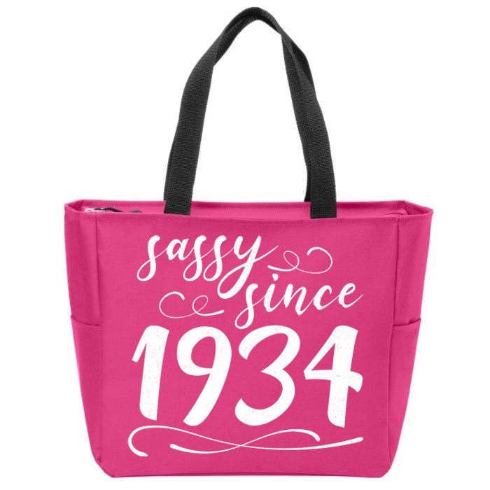 Sassy Since 1934 Birthday 90th Birthday Zip Tote Bag