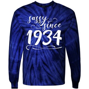 Sassy Since 1934 Birthday 90th Birthday Tie-Dye Long Sleeve Shirt