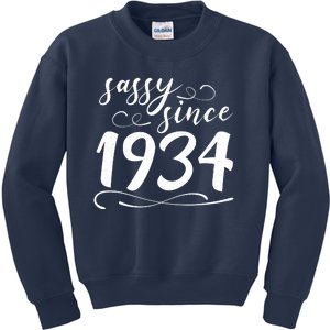 Sassy Since 1934 Birthday 90th Birthday Kids Sweatshirt