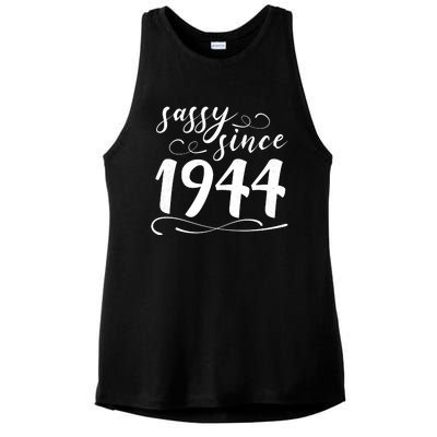 Sassy Since 1944 Birthday 80th Birthday Ladies PosiCharge Tri-Blend Wicking Tank