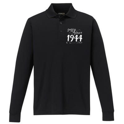 Sassy Since 1944 Birthday 80th Birthday Performance Long Sleeve Polo