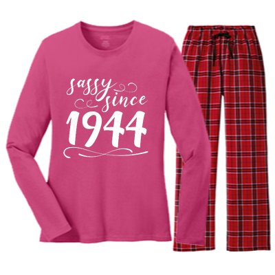 Sassy Since 1944 Birthday 80th Birthday Women's Long Sleeve Flannel Pajama Set 