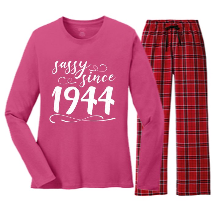 Sassy Since 1944 Birthday 80th Birthday Women's Long Sleeve Flannel Pajama Set 