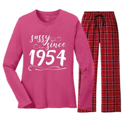 Sassy Since 1954 Birthday 70th Birthday Women's Long Sleeve Flannel Pajama Set 