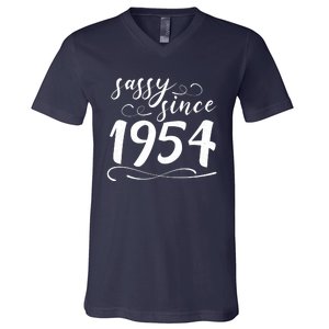 Sassy Since 1954 Birthday 70th Birthday V-Neck T-Shirt