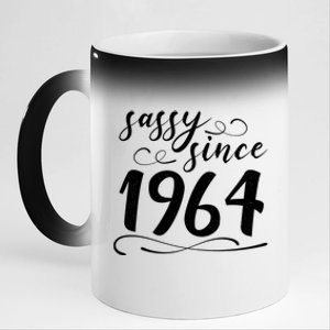 Sassy Since 1964 Birthday 60th Birthday 11oz Black Color Changing Mug