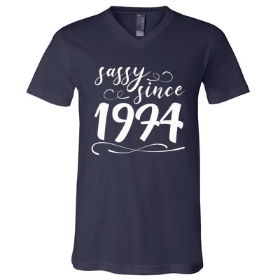 Sassy Since 1974 Birthday 50th Birthday V-Neck T-Shirt